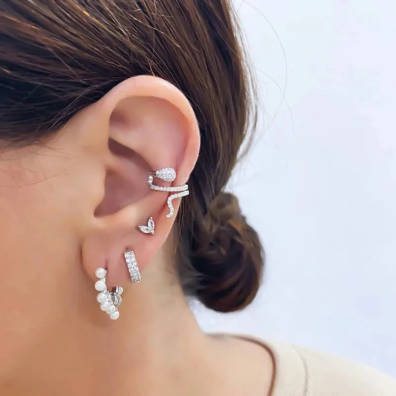 Diamond-Stud Turquoise Hoops Earrings