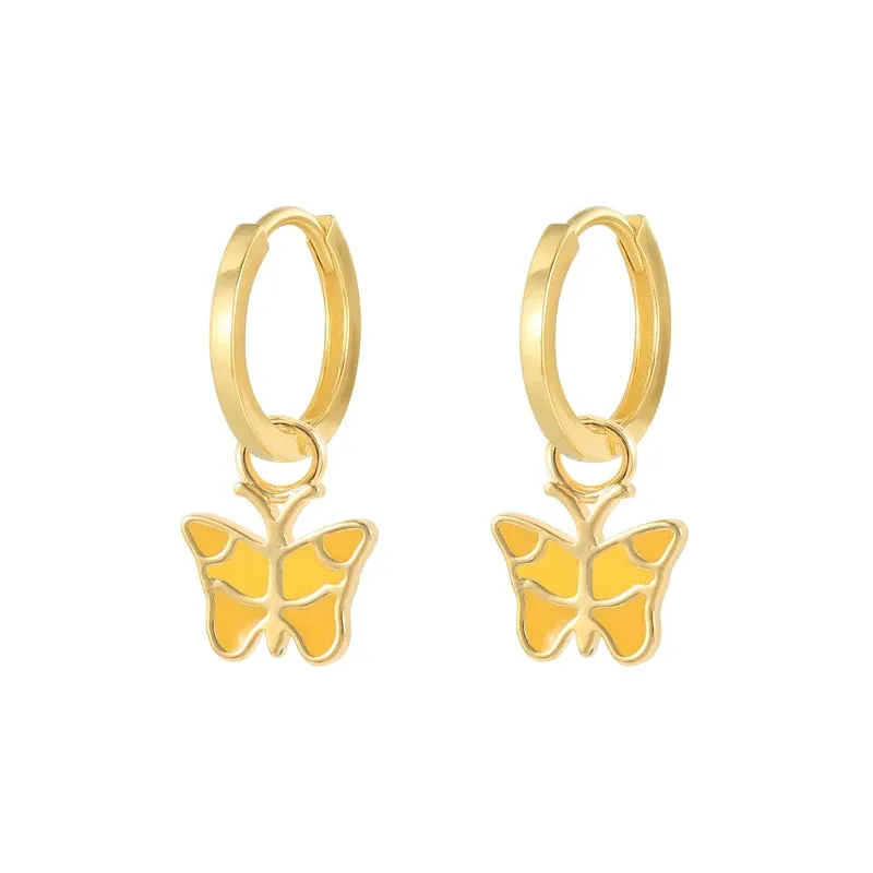 Diamond-Stud Turquoise Hoops Earrings