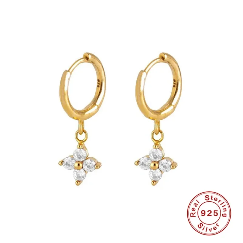 Diamond-Stud Turquoise Hoops Earrings