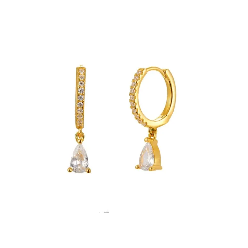 Diamond-Stud Turquoise Hoops Earrings