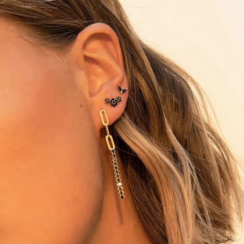 Diamond-Stud Turquoise Hoops Earrings