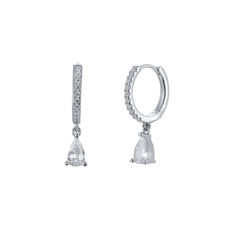 Diamond-Stud Turquoise Hoops Earrings
