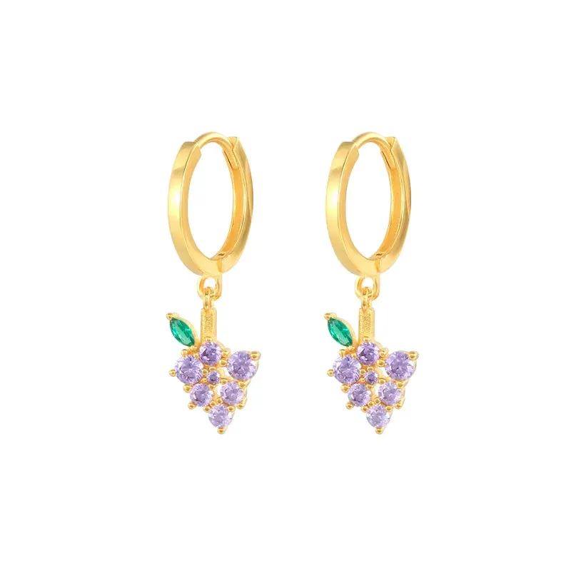 Diamond-Stud Turquoise Hoops Earrings