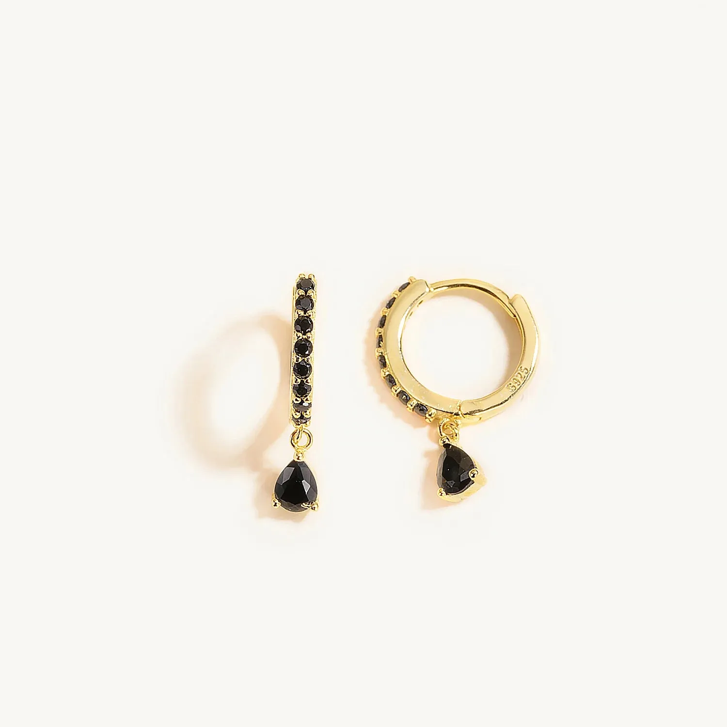 Diamond-Stud Turquoise Hoops Earrings