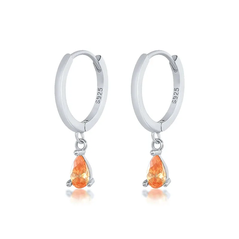 Diamond-Stud Turquoise Hoops Earrings