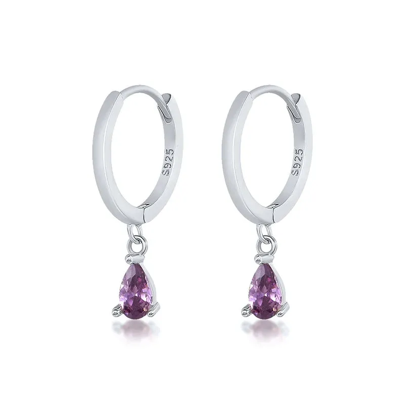 Diamond-Stud Turquoise Hoops Earrings