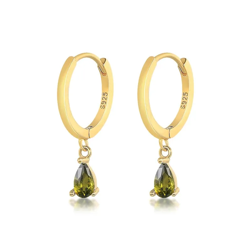 Diamond-Stud Turquoise Hoops Earrings