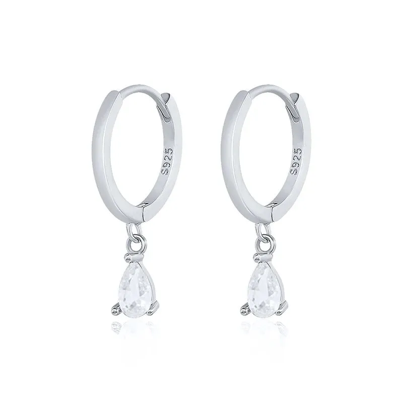 Diamond-Stud Turquoise Hoops Earrings