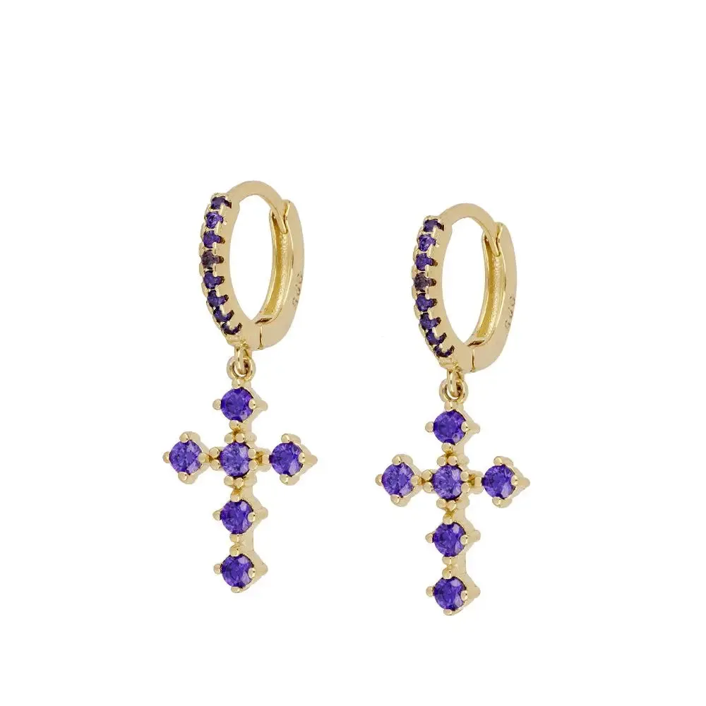 Diamond-Stud Turquoise Hoops Earrings