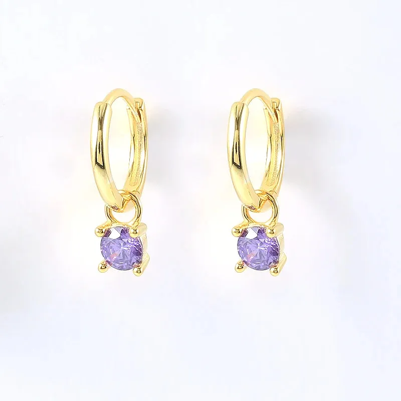 Diamond-Stud Turquoise Hoops Earrings