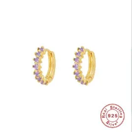 Diamond-Stud Turquoise Hoops Earrings