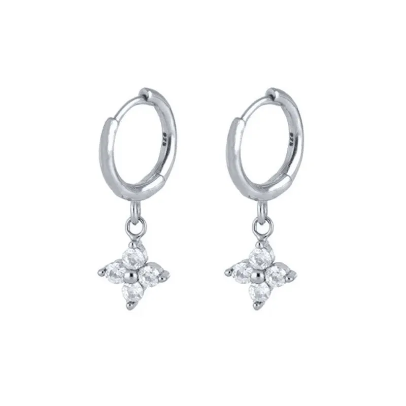 Diamond-Stud Turquoise Hoops Earrings