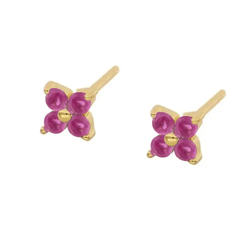 Diamond-Stud Turquoise Hoops Earrings