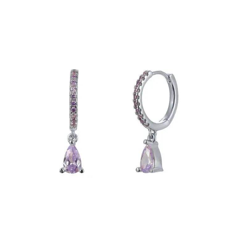 Diamond-Stud Turquoise Hoops Earrings