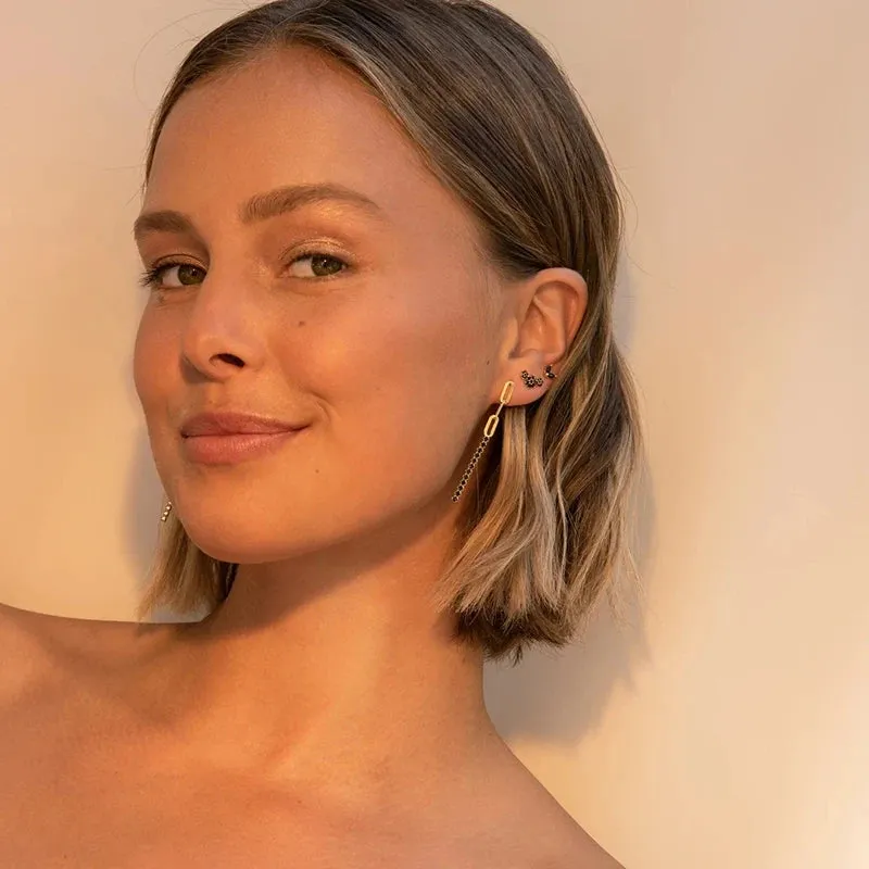 Diamond-Stud Turquoise Hoops Earrings