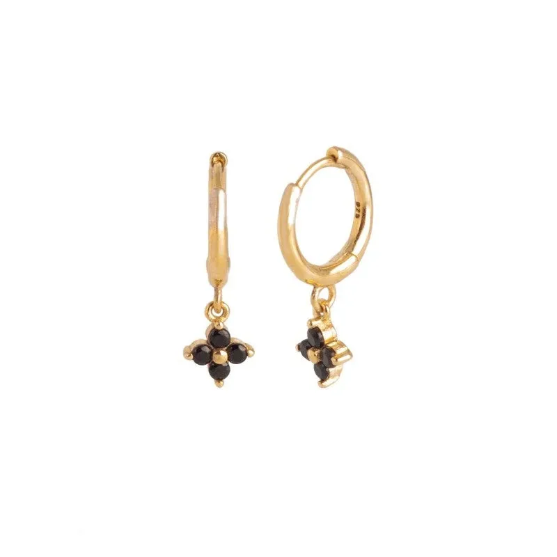 Diamond-Stud Turquoise Hoops Earrings