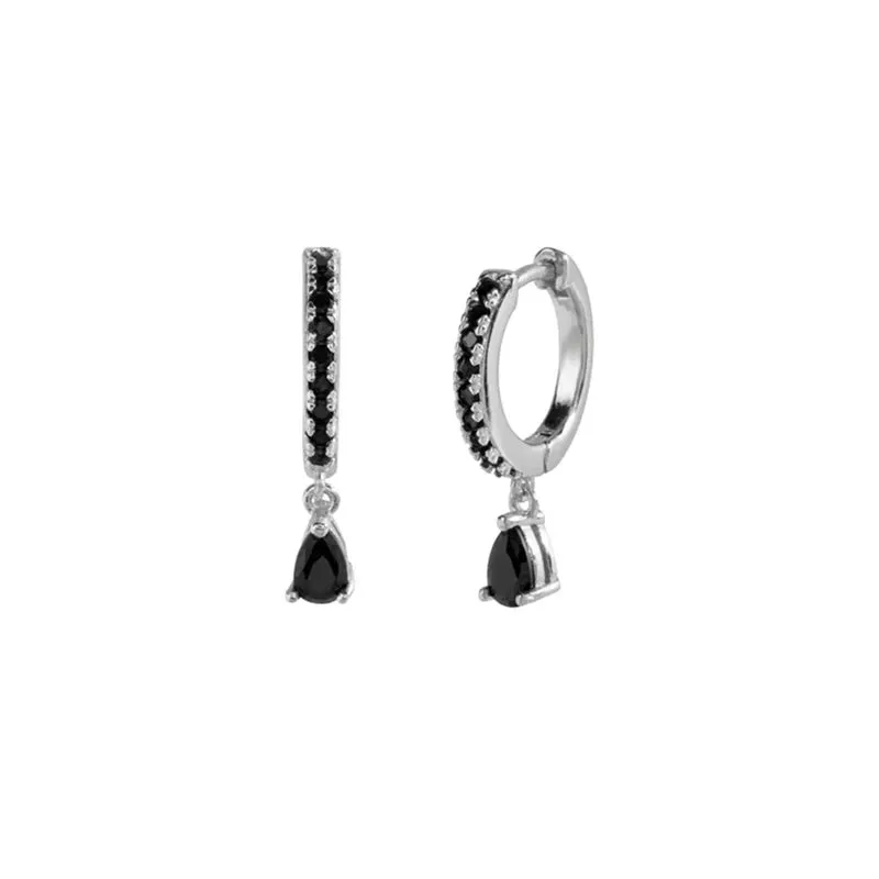 Diamond-Stud Turquoise Hoops Earrings