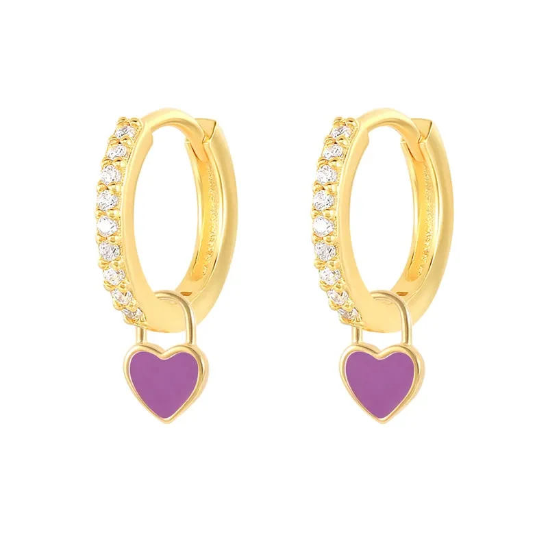 Diamond-Stud Turquoise Hoops Earrings