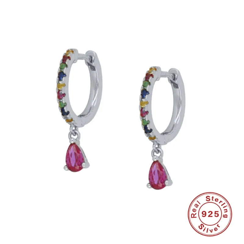 Diamond-Stud Turquoise Hoops Earrings