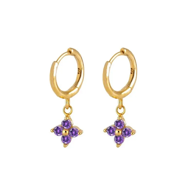 Diamond-Stud Turquoise Hoops Earrings