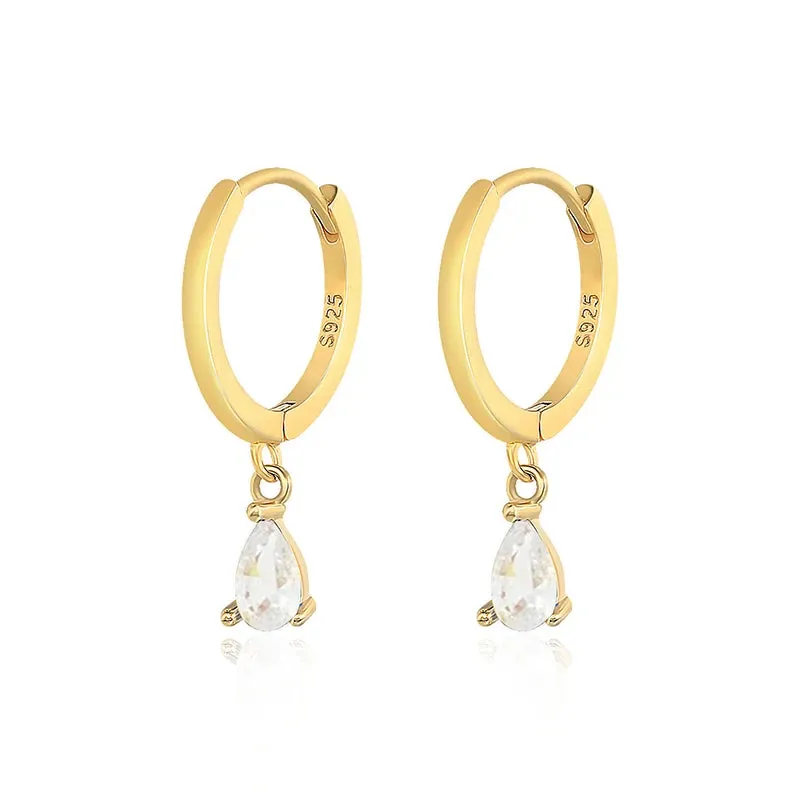 Diamond-Stud Turquoise Hoops Earrings