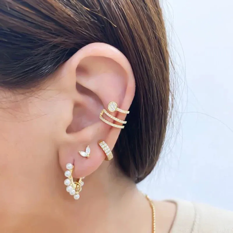 Diamond-Stud Turquoise Hoops Earrings