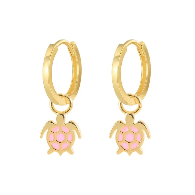Diamond-Stud Turquoise Hoops Earrings