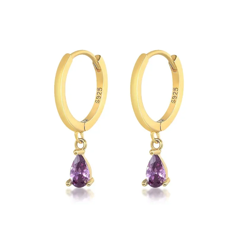 Diamond-Stud Turquoise Hoops Earrings
