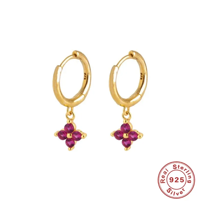 Diamond-Stud Turquoise Hoops Earrings