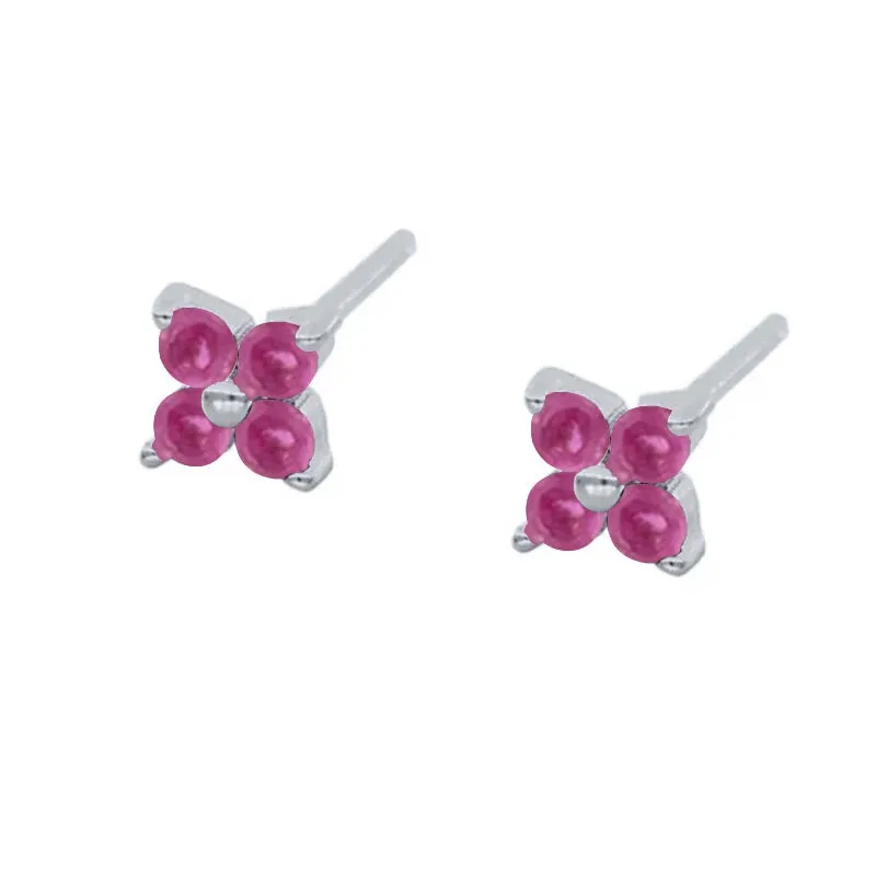Diamond-Stud Turquoise Hoops Earrings