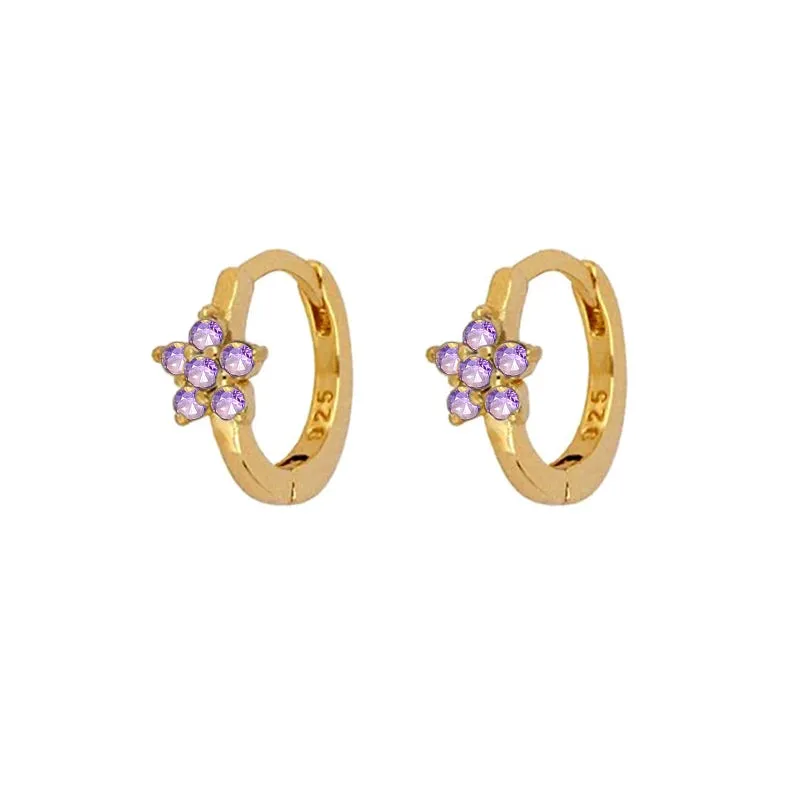 Diamond-Stud Turquoise Hoops Earrings