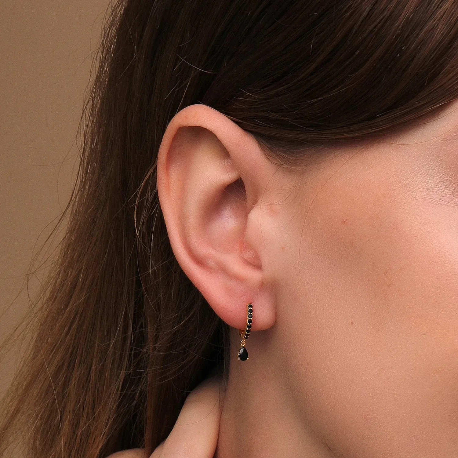 Diamond-Stud Turquoise Hoops Earrings
