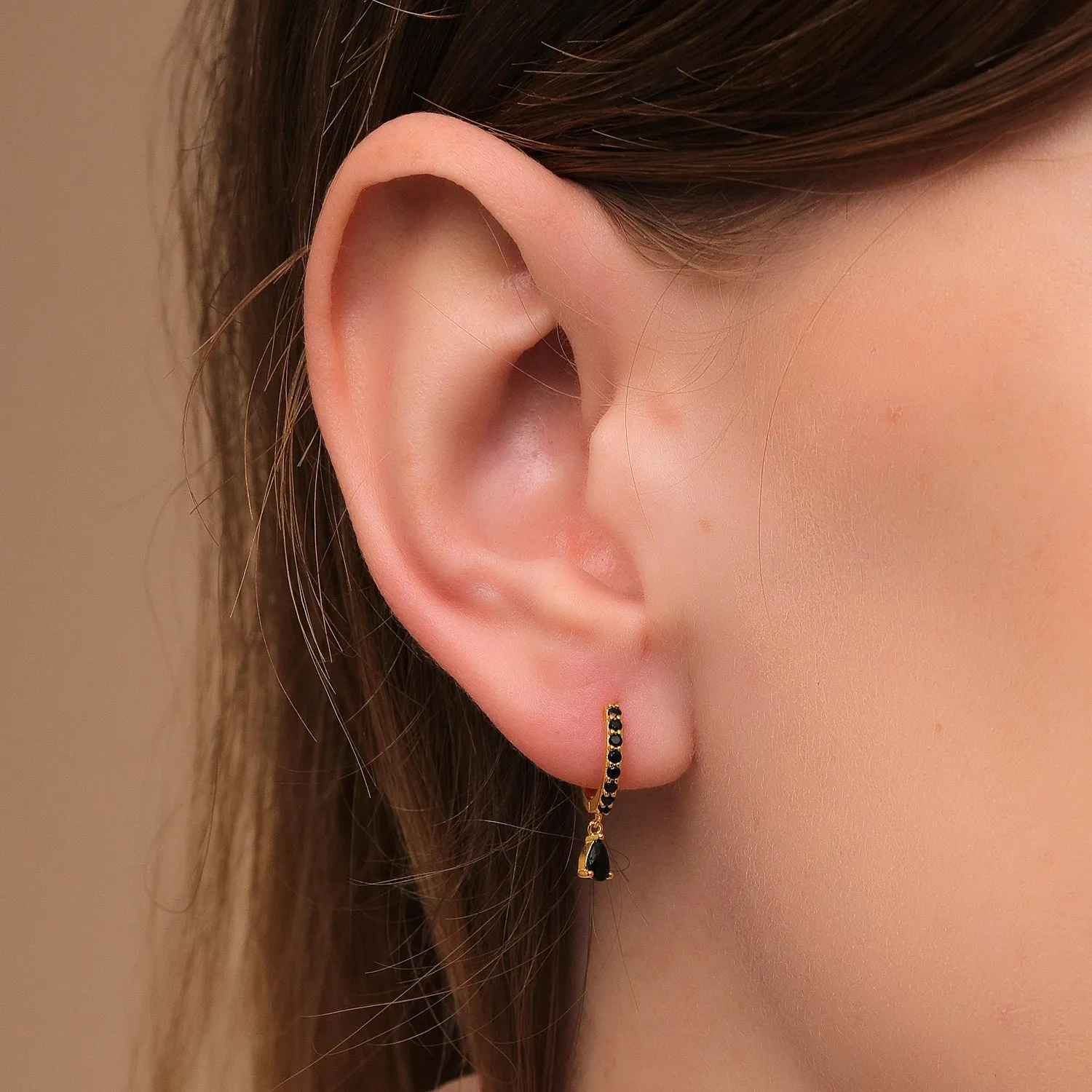 Diamond-Stud Turquoise Hoops Earrings