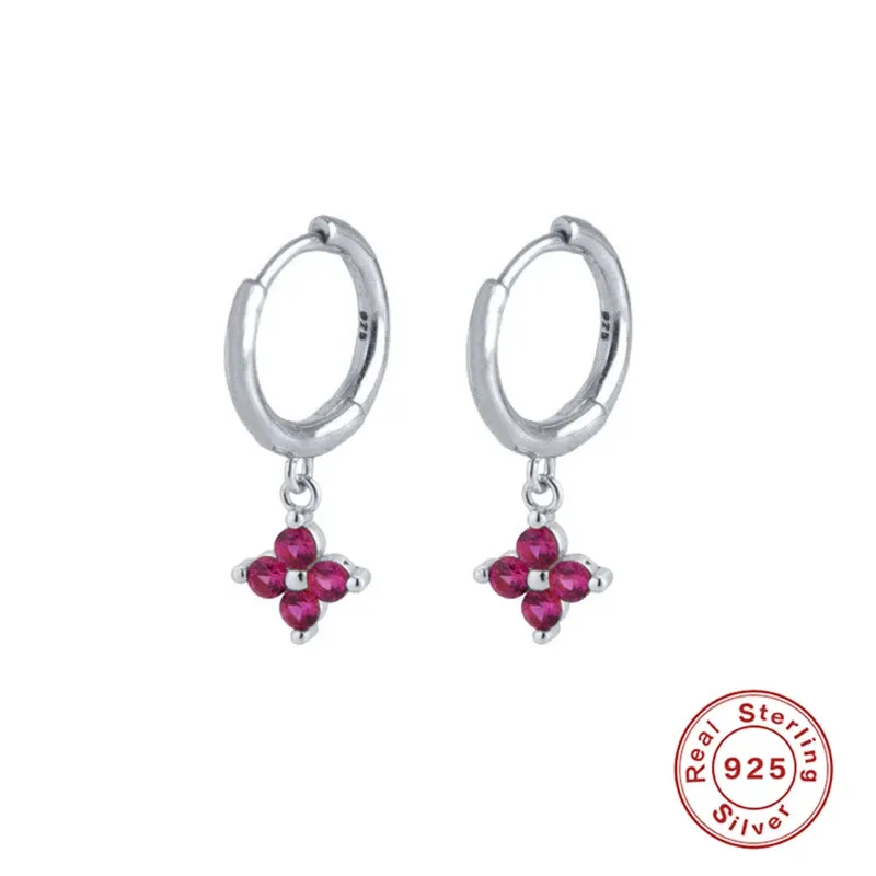 Diamond-Stud Turquoise Hoops Earrings