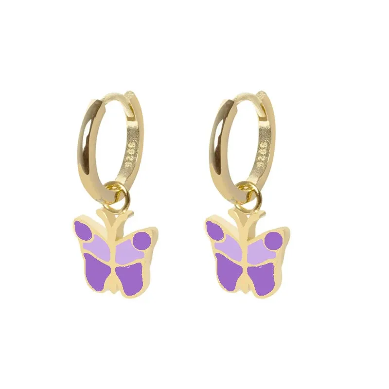 Diamond-Stud Turquoise Hoops Earrings