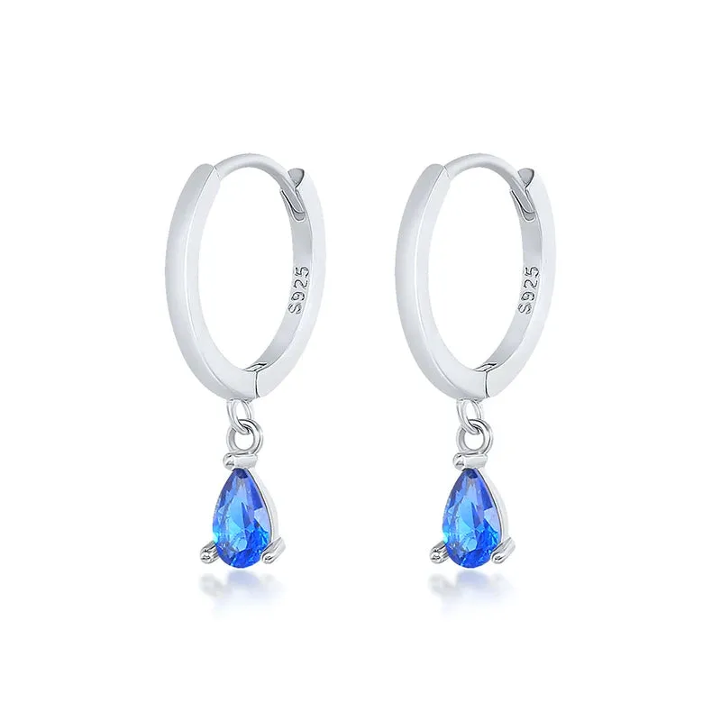 Diamond-Stud Turquoise Hoops Earrings