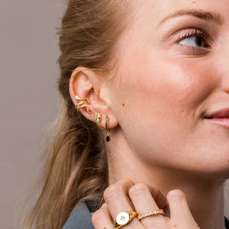 Diamond-Stud Turquoise Hoops Earrings