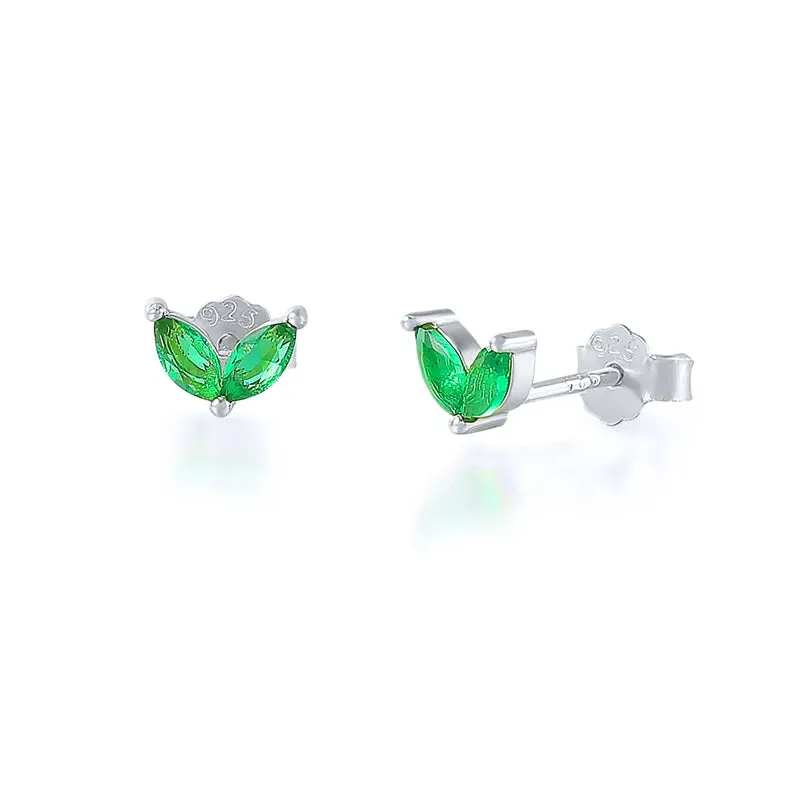 Diamond-Stud Turquoise Hoops Earrings