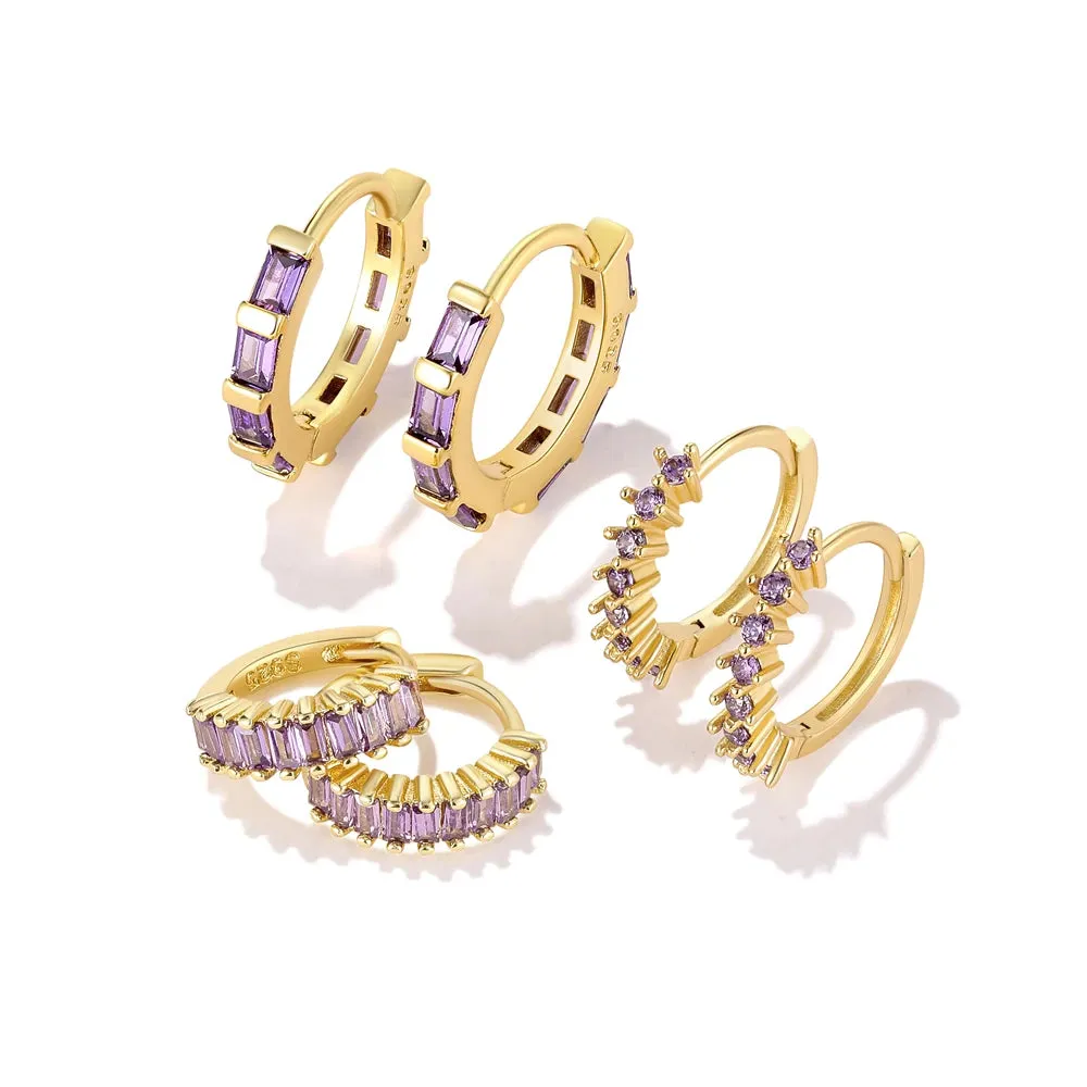 Diamond-Stud Turquoise Hoops Earrings