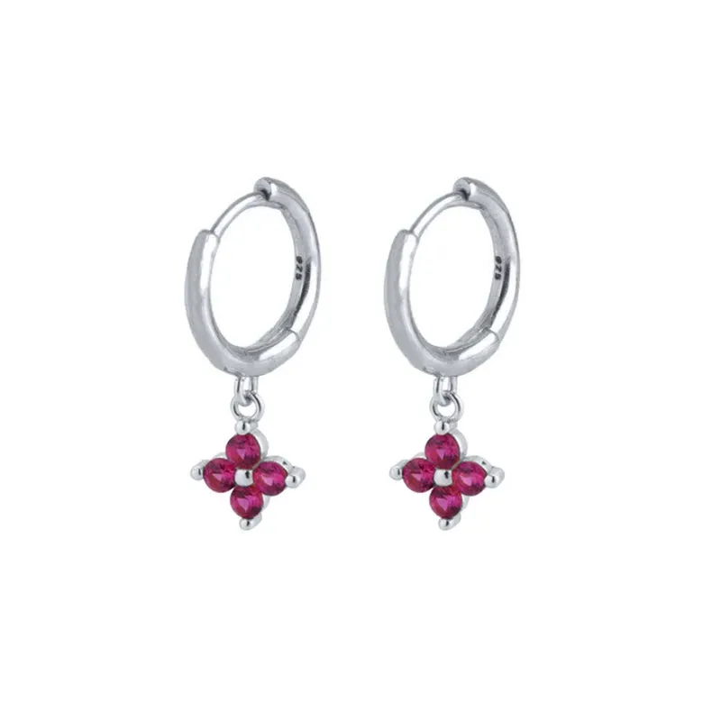 Diamond-Stud Turquoise Hoops Earrings