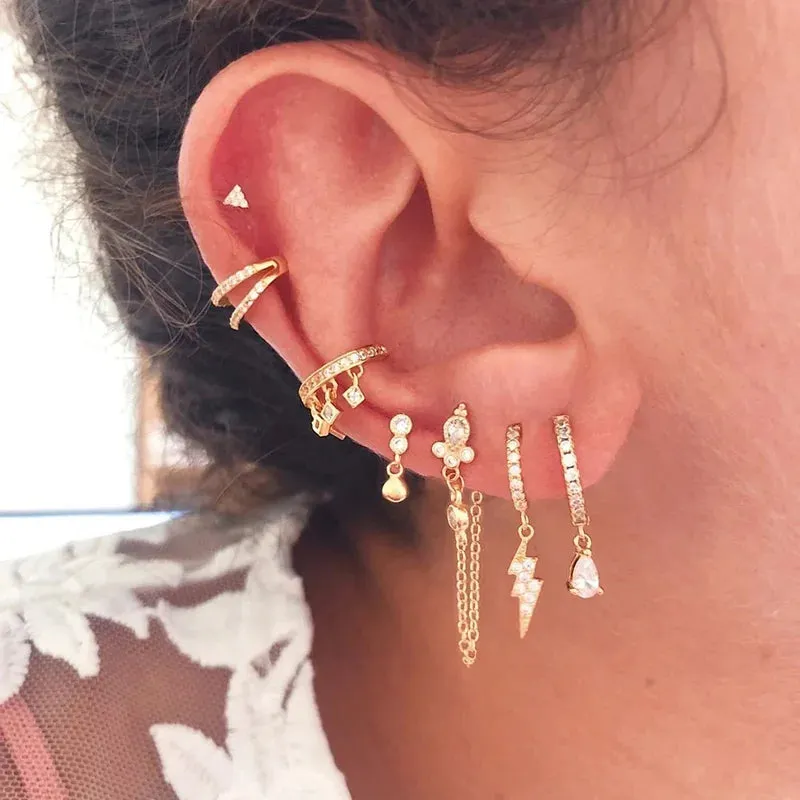 Diamond-Stud Turquoise Hoops Earrings