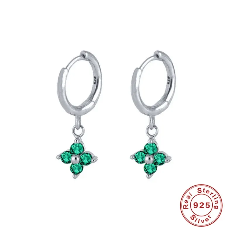 Diamond-Stud Turquoise Hoops Earrings