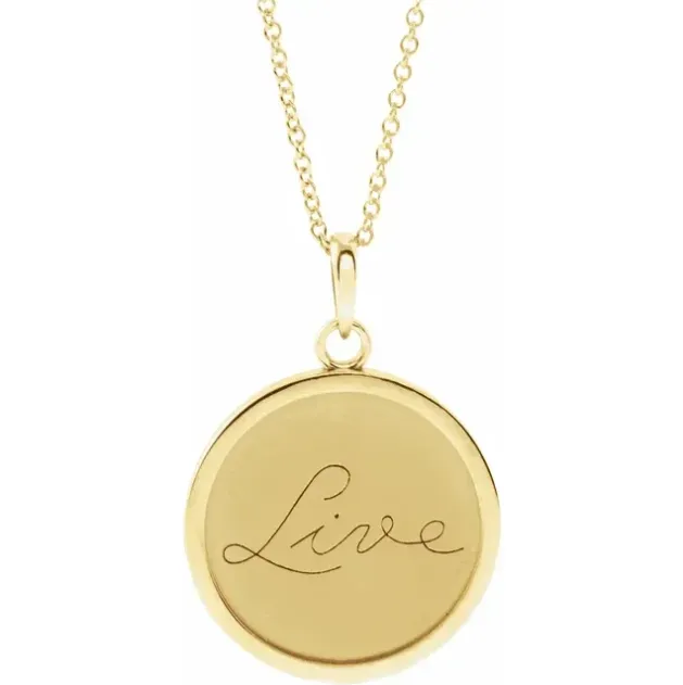 Disc Necklace (Love, Live, Hope)