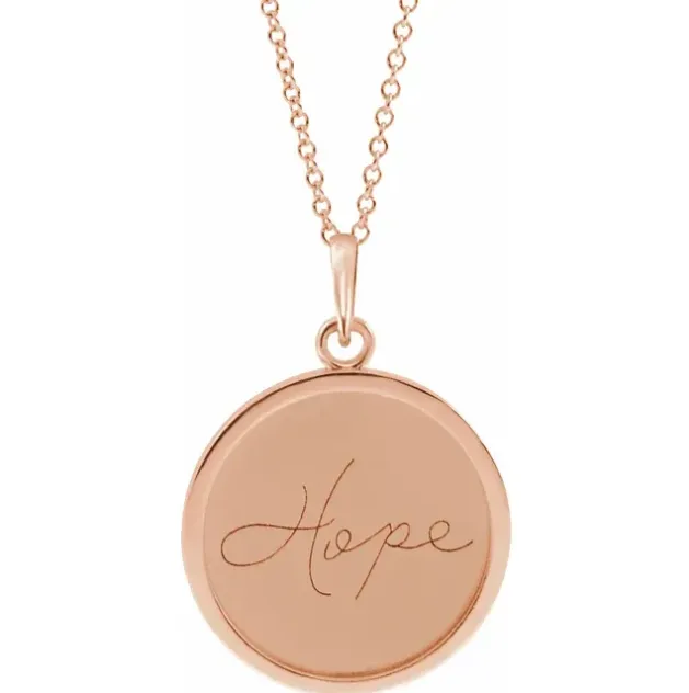 Disc Necklace (Love, Live, Hope)