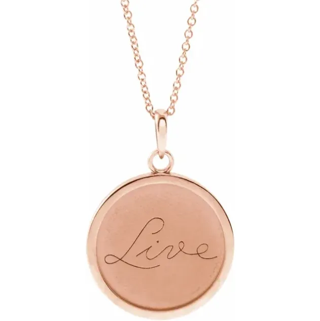 Disc Necklace (Love, Live, Hope)