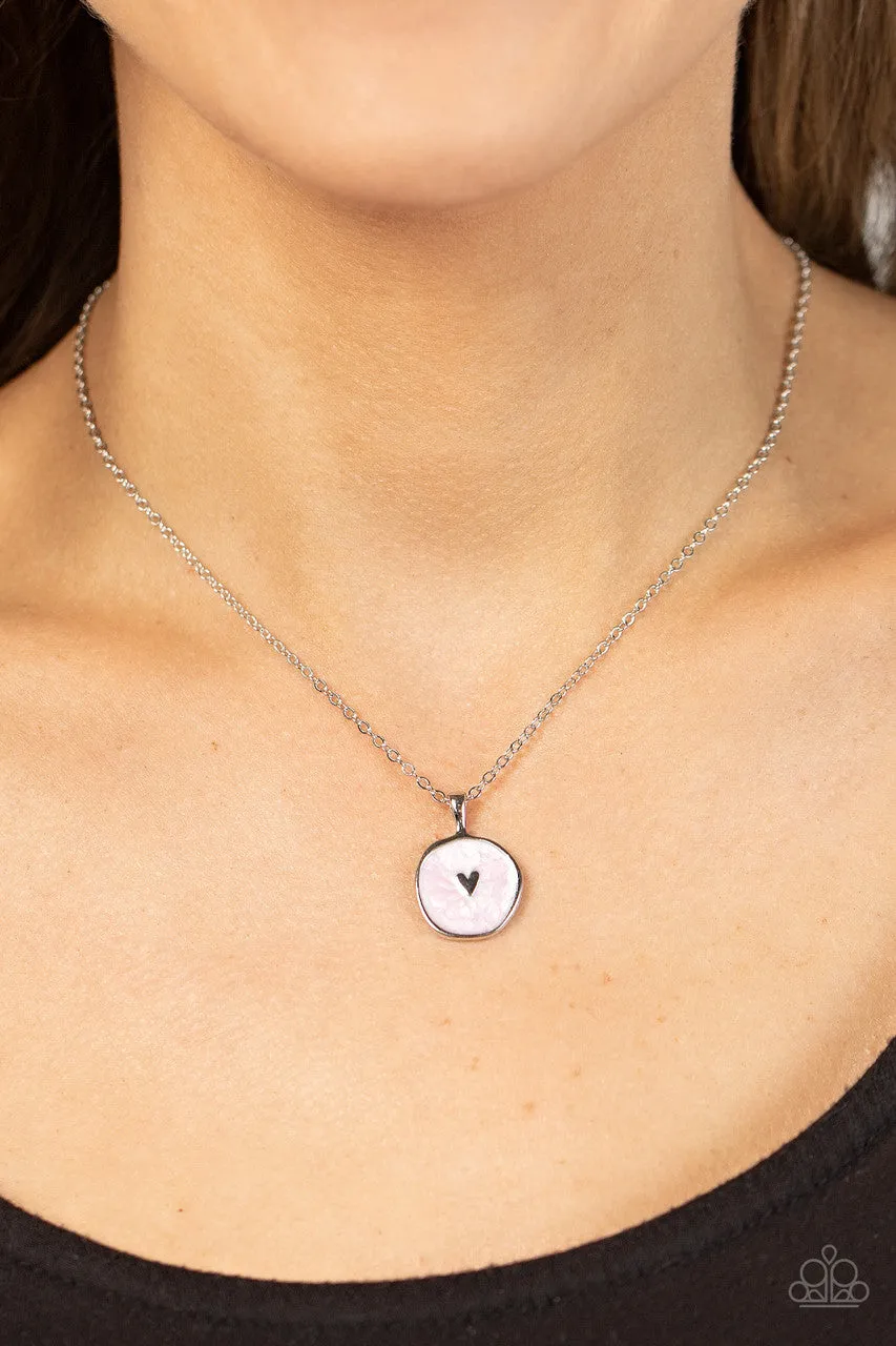 Do What You Love - Pink - Heart Emblem Seashell Paparazzi Short Necklace