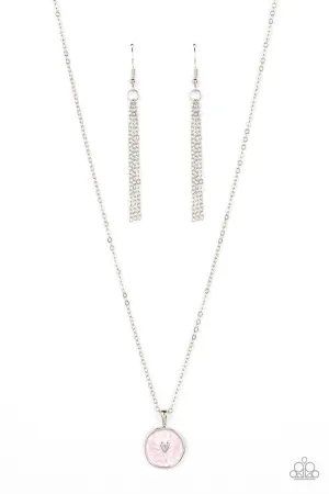 Do What You Love - Pink - Heart Emblem Seashell Paparazzi Short Necklace