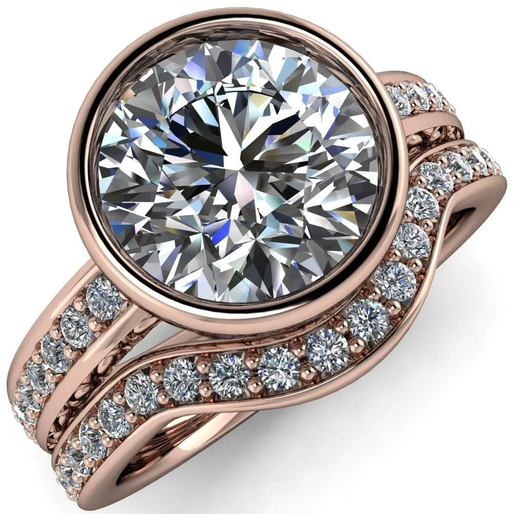 Dorothy Round Center Stone Filigree Bezel and Accent Ring
