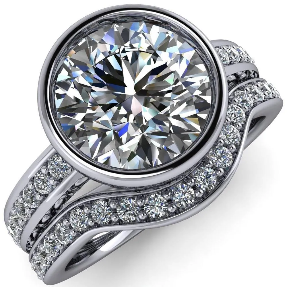 Dorothy Round Center Stone Filigree Bezel and Accent Ring