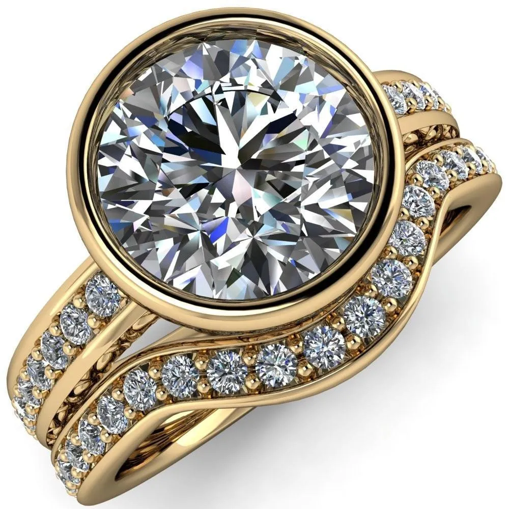 Dorothy Round Center Stone Filigree Bezel and Accent Ring